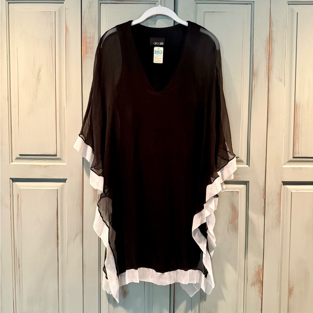 Black and White Dress with Sheer Overlay